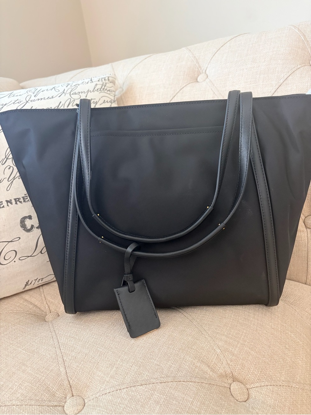 Tumi Black Nylon Tote with Gold Logo - Picture 2 of 5